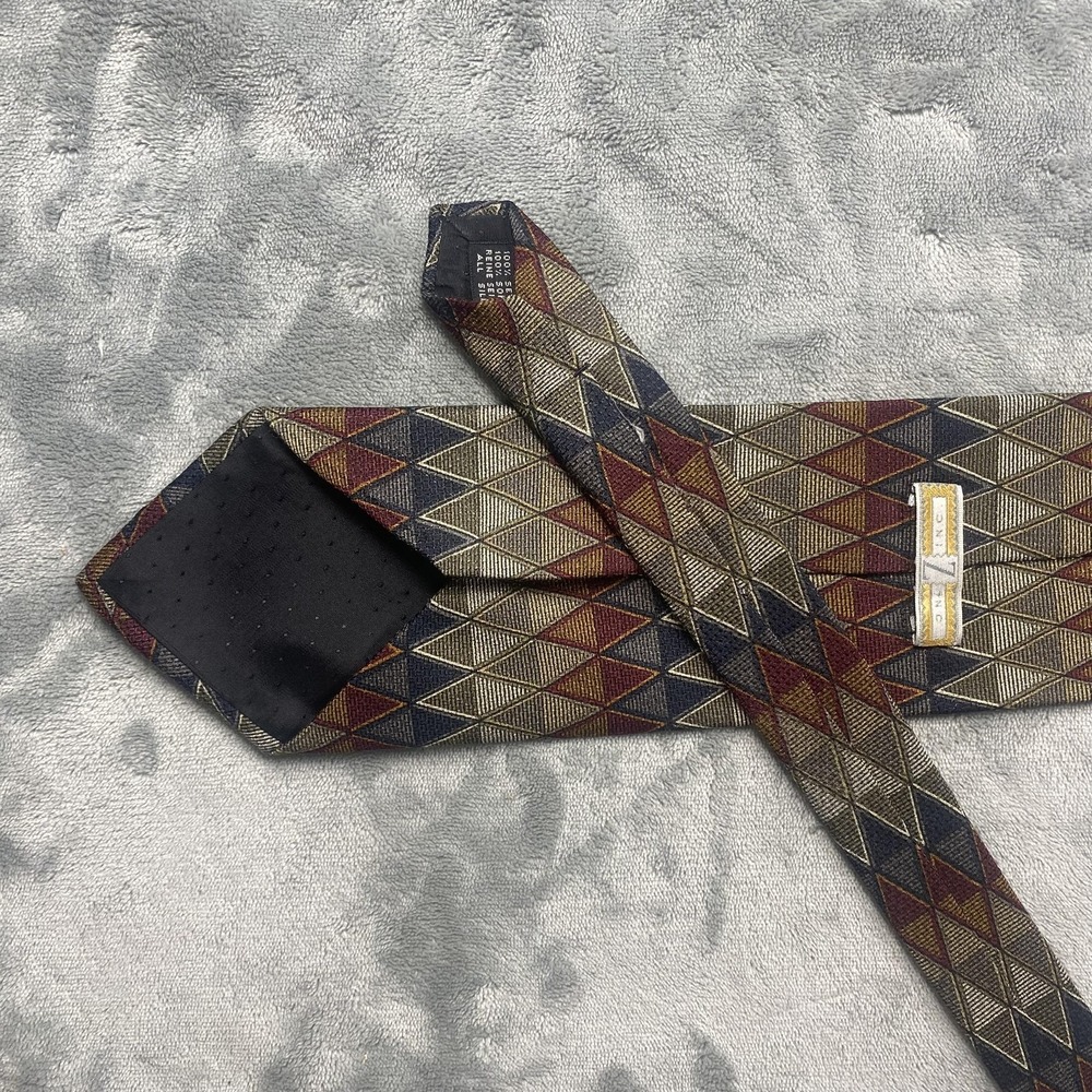Zinc Tie Mens One‎ Size Multicolor Geometric Silk Wide Handmade Jacquard Necktie - Picture 2 of 9